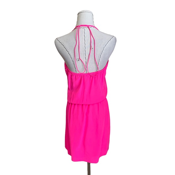 Karina Grimaldi Neon Pink Silk Embellished Rhinestone Beaded Party Dress Revolve - Picture 5 of 16